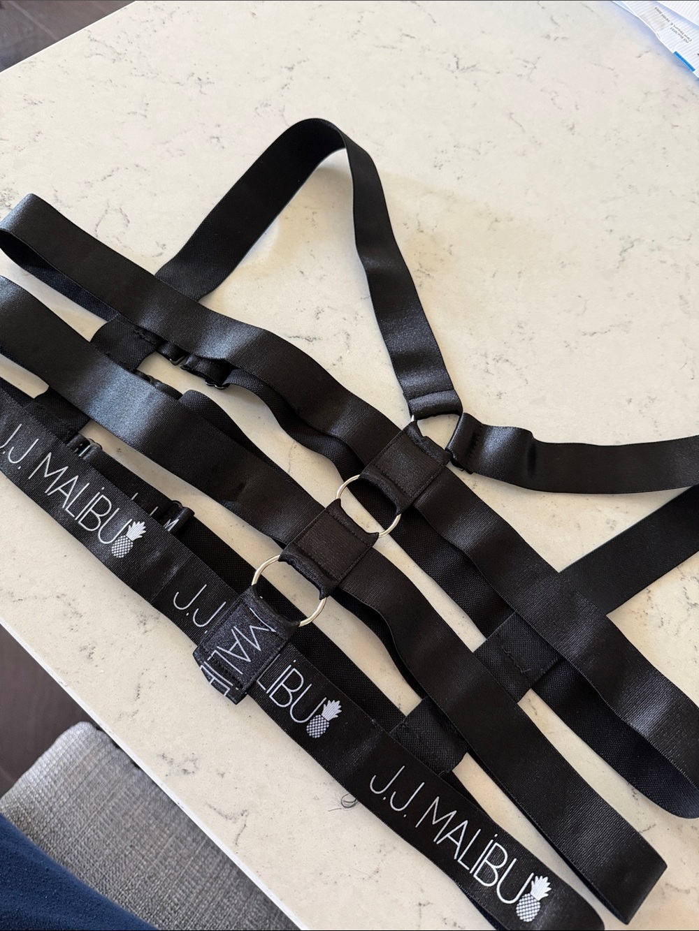 JJ Malibu Black Elastic Festival Body Harness Men’s Adjustable O-Ring Clubwear